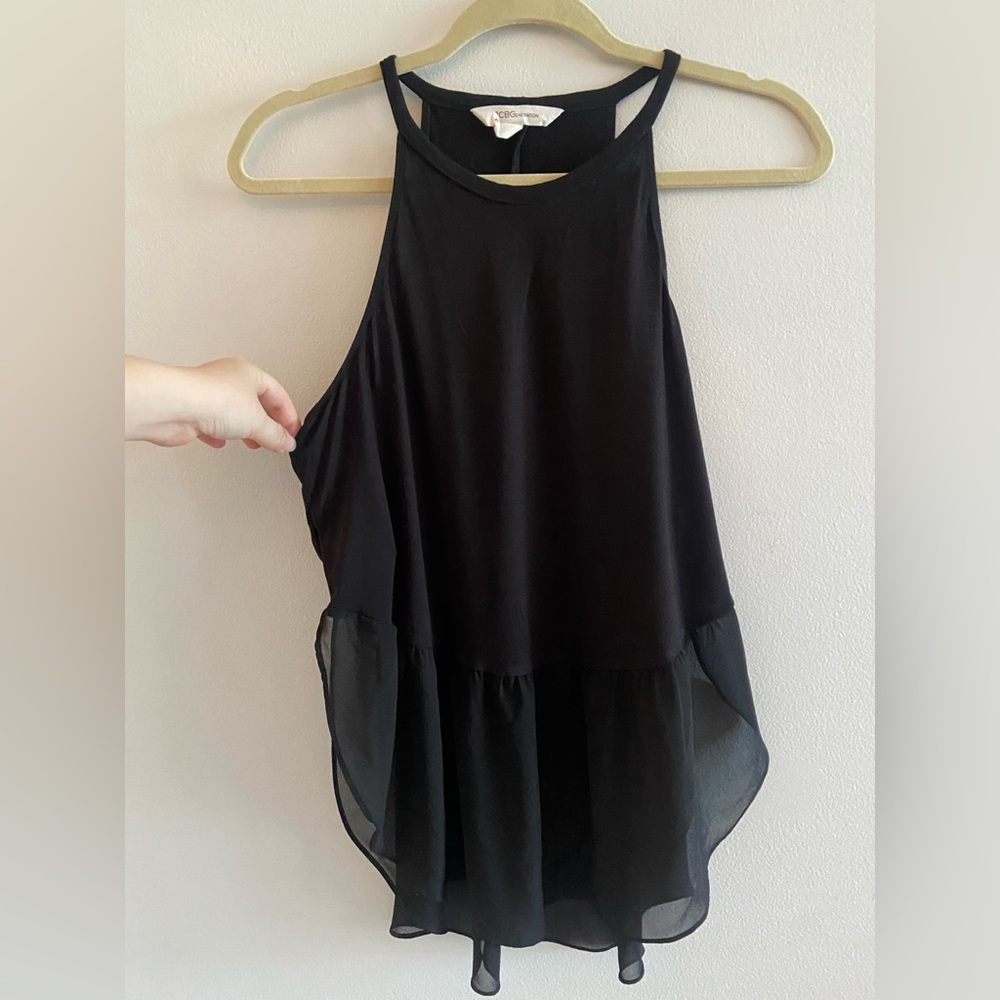 BCBGeneration Black Halter Sheer Bottom Top Size Medium